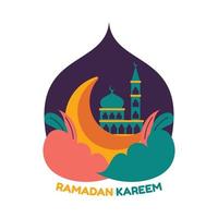 Ramadan Kareem with Islamic Illustration Ornament. Ramadan Kareem greeting background islamic with Mosque vector