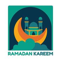 Ramadan Kareem with Islamic Illustration Ornament. Ramadan Kareem greeting background islamic with Mosque vector