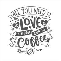 Coffee Lettering Quotes. Motivation inspiration typography for printable, poster, cards, etc. vector