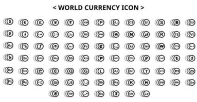 set of icons for currency symbol all countries in the world vector