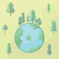 Earth day illustration. Love earth and forest. vector