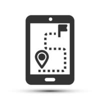 Simple map solid icon, tablet and online map related concept on the white background for UX, UI design vector