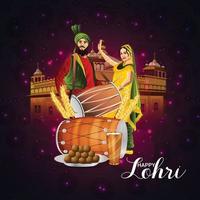 Happy lohri celebration card vector