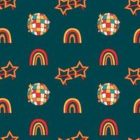 Retro groovy party elements seamless pattern vector