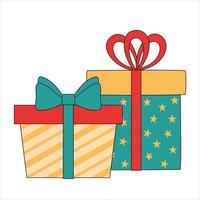 Pair of holiday gift boxes vector illustration