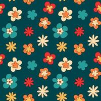 Groovy floral seamless vector pattern