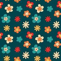 Groovy floral seamless vector pattern