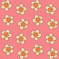 Groovy floral seamless vector pattern