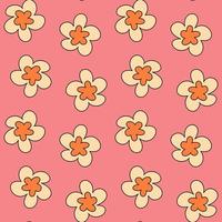 Groovy floral seamless vector pattern