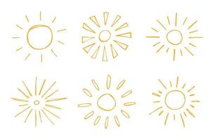 Hand drawn abstract sun symbol. Summer doodle set. Vector elements for design