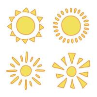 Hand drawn abstract sun symbol. Summer doodle set. Vector elements for design