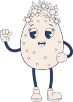 Retro character groovy easter egg. Monochrome palette png