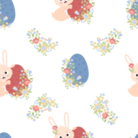 Easter seamless pattern with rabbit and egg png