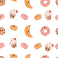 seamless pattern with cute cookie characters png