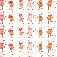 Seamless pattern with  characters takeaway coffee png