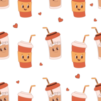 naadloos patroon schattig koffie cups png