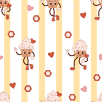 Retro seamless pattern. Happy   cupcake png