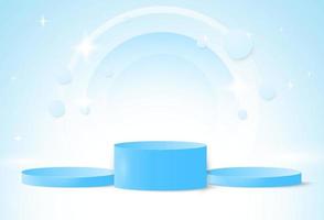 et of Podium Alas Round. gradation blue. minimal wall pattern. Abstract room design. 3D geometric geometric rendering vectors for the display of cosmetic products