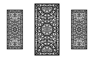 Black patterns with white background, Islamic vectors with floral panels for CNC laser cutting