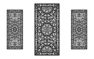 Black patterns with white background, Islamic vectors with floral panels for CNC laser cutting