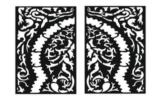 Black patterns with white background, Islamic vectors with floral panels for CNC laser cutting