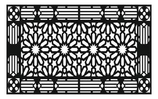 Black patterns with white background, Islamic vectors with floral panels for CNC laser cutting