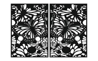 Black patterns with white background, Islamic vectors with floral panels for CNC laser cutting
