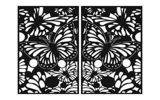 Black patterns with white background, Islamic vectors with floral panels for CNC laser cutting