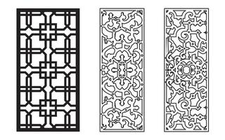 Decorative floral patterns, geometric template for cnc laser cutting vector