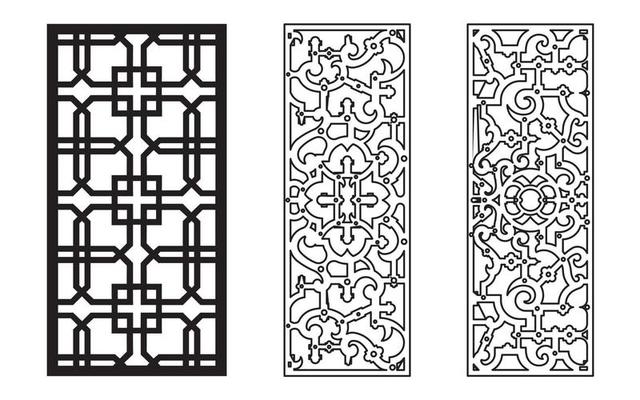 Decorative floral patterns, geometric template for cnc laser cutting