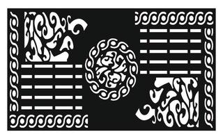 Black patterns with white background, Islamic vectors with floral panels for CNC laser cutting
