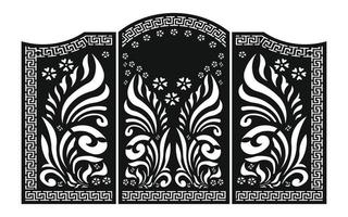 Black patterns with white background, Islamic vectors with floral panels for CNC laser cutting