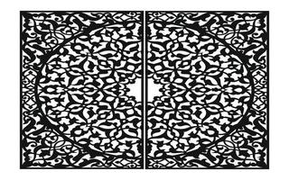 Black patterns with white background, Islamic vectors with floral panels for CNC laser cutting