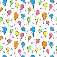 Cartoon seamless pattern with colorful balloons isolated on white background. Simple doodle vector wallpaper design for kids. Fabric print template.