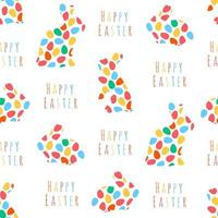 Happy Easter holiday seamless pattern. Abstract bunny shape with colorful eggs. Greeting card template. vector