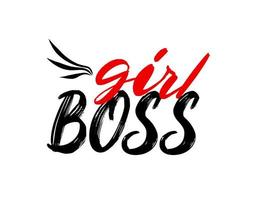 Girl boss motivational quote, t-shirt print template. Hand drawn lettering phrase. vector