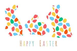 Happy Easter holiday banner. Abstract bunny shape with colorful eggs. Greeting card template. vector