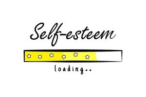 Self esteem loading motivational quote, t-shirt print template. Hand drawn lettering phrase. vector