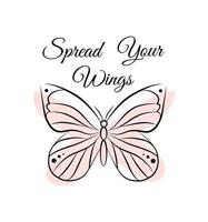 Spread your wings motivational quote, t-shirt print template. Hand drawn lettering phrase. vector