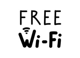 Free Wi-Fi sign. Hand drawn lettering. vector