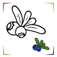 Blueberry Coloring Page. Vector Educational worksheet colored by sample. Paint game preschool kids