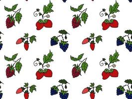 Seamless pattern strawberry, raspberry, blackberry. Berry vector for fashion, print, textile, cover.