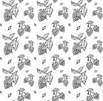 Seamless pattern raspberry, blackberry. Berry Black and white vector for fashion, textile, cover.