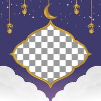 Editable Ramadan sale poster template. with paper-cut ornaments, moon and lanterns. Design for social media and web. Vector illustration