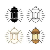 Set of Islamic themed lanterns, with line designs, silhouettes and attractive colors. Vector illustration of islamic holiday, can be used for web icon.