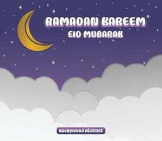 Editable Ramadan sale poster template. with paper-cut ornaments, moon and stars. Design for social media and web. Vector illustration