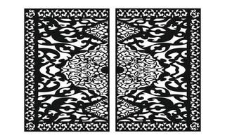 Black patterns with white background, Islamic vectors with floral panels for CNC laser cutting