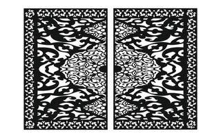 Black patterns with white background, Islamic vectors with floral panels for CNC laser cutting