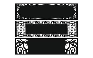 Black patterns with white background, Islamic vectors with floral panels for CNC laser cutting