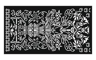 Black patterns with white background, Islamic vectors with floral panels for CNC laser cutting